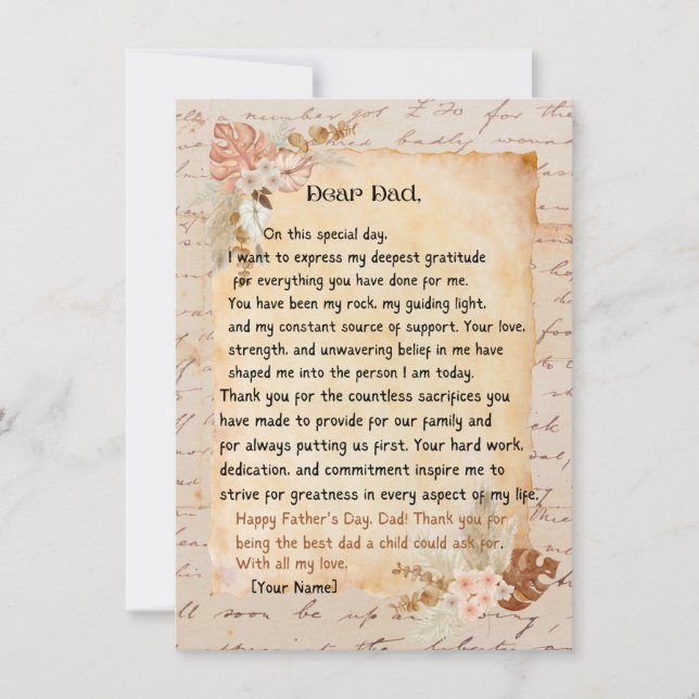 Cartão De Festividades Placa de Dia de os pais Feliz (Frente)