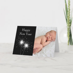 Cartão De Festividades Placa de feliz ano novo com fotografia