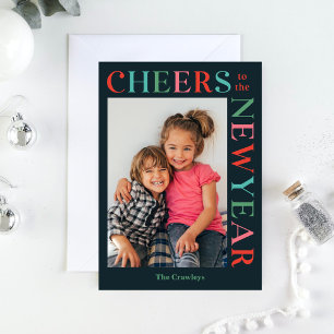 Cartão De Festividades Placa de Feliz ano novo de Cor Editável por Quadro