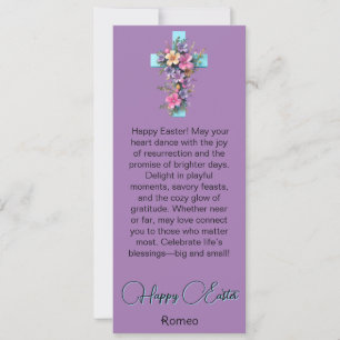 Cartão De Festividades Placa de Felz pascoa Floral Cyan