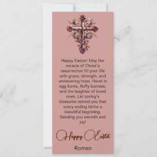 Cartão De Festividades Placa de Felz pascoa Floral Roxo