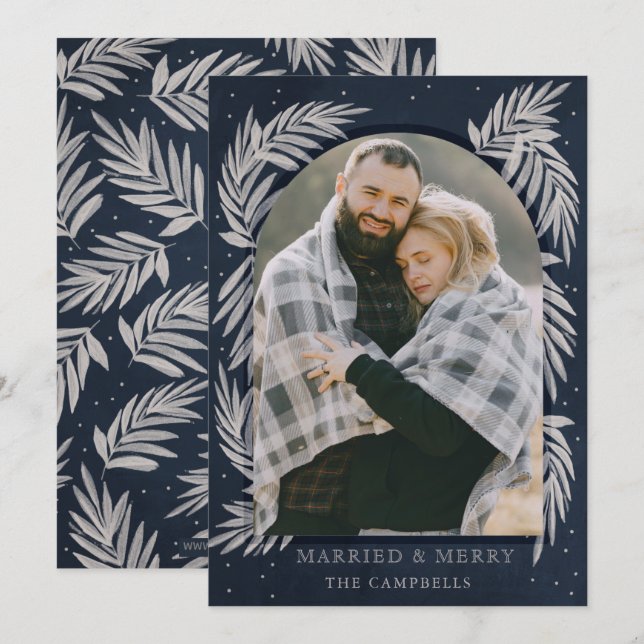 Cartão De Festividades Placa de Feriado Botânico do Arco de Feliz Silver  (Frente/Verso)