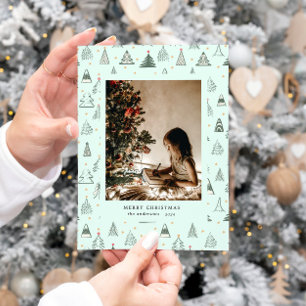 Cartão De Festividades Placa de Feriado de Foto Minimalista de Árvores de