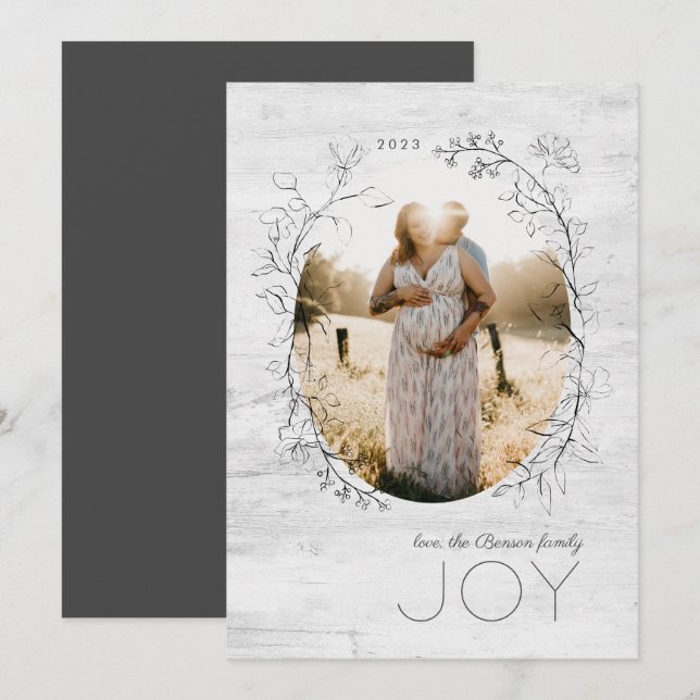 Cartão De Festividades Placa de Férias de Cinza de Frame Oval de Esquema  (Frente/Verso)