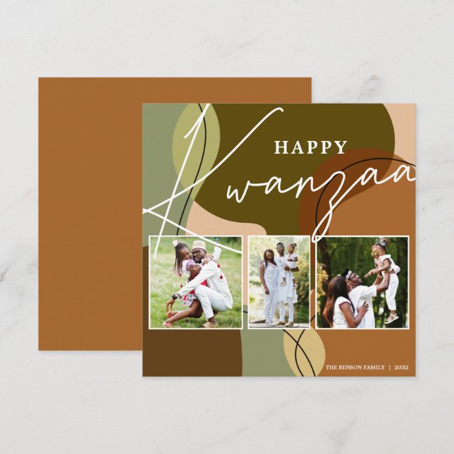 Cartão De Festividades Placa de Férias de Colagem Feliz Kwanzaa Photo 3 (Frente/Verso)