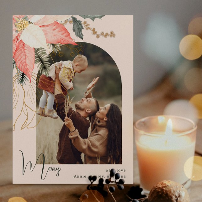 Cartão De Festividades Placa de Férias de Inverno, Rosa Floral, Feliz Um (Criador carregado)