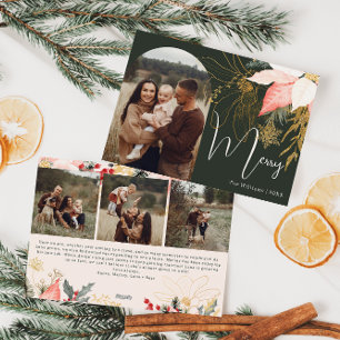 Cartão De Festividades Placa de Férias do Feliz Floral de inverno - Quatr