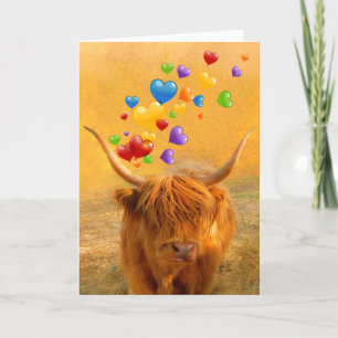 Cartão De Festividades Placa de férias do Namorados Steer Highland da Esc