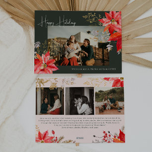 Cartão De Festividades Placa de Férias Feliz de Quatro Fotografias Florai