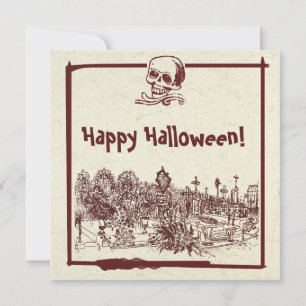 Cartão De Festividades Placa de Férias Flat do Cemitério Feliz de Hallowe