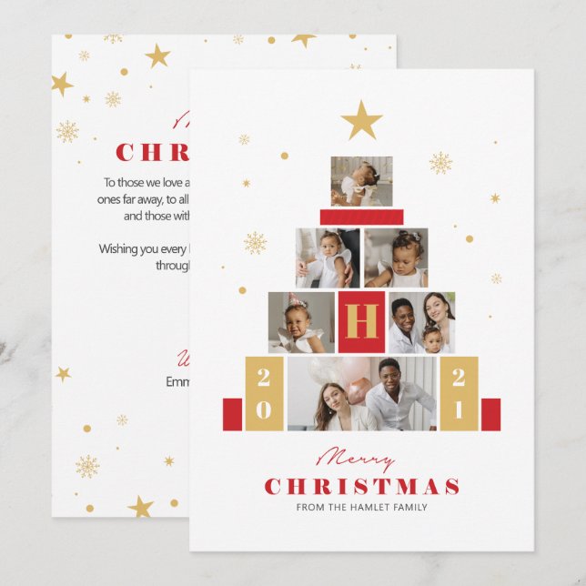 Cartão De Festividades Placa de Férias Multimoderna da Árvore de Natal (Frente/Verso)