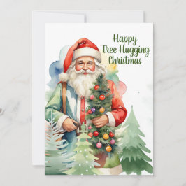 Cartão De Festividades Placa de Férias Plana para Papais noeis de Hugging