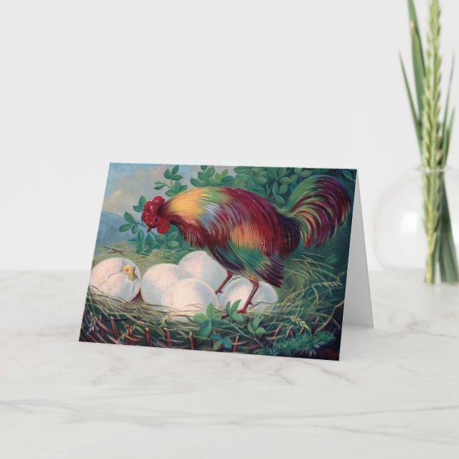 Cartão De Festividades Placa de frango páscoa (Frente)