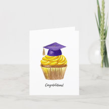 Placa De Graduação, Boné De Aquarela Com Cupcake