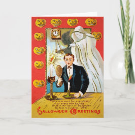 Cartão De Festividades Placa de Halloween do fantasma do espelho retrovis