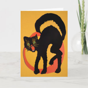 Cartão De Festividades Placa de Halloween para Cat Retroativa