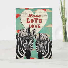 Cartão De Festividades Placa de Namorados Cardíaco Zebras
