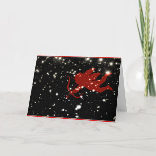 Cartão De Festividades Placa de Namorados Cupid LOVE. Estrelas e setas