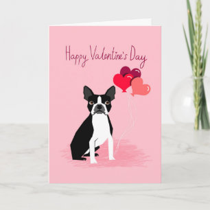 Cartão De Festividades Placa de Namorados de Amor de Boston Terrier