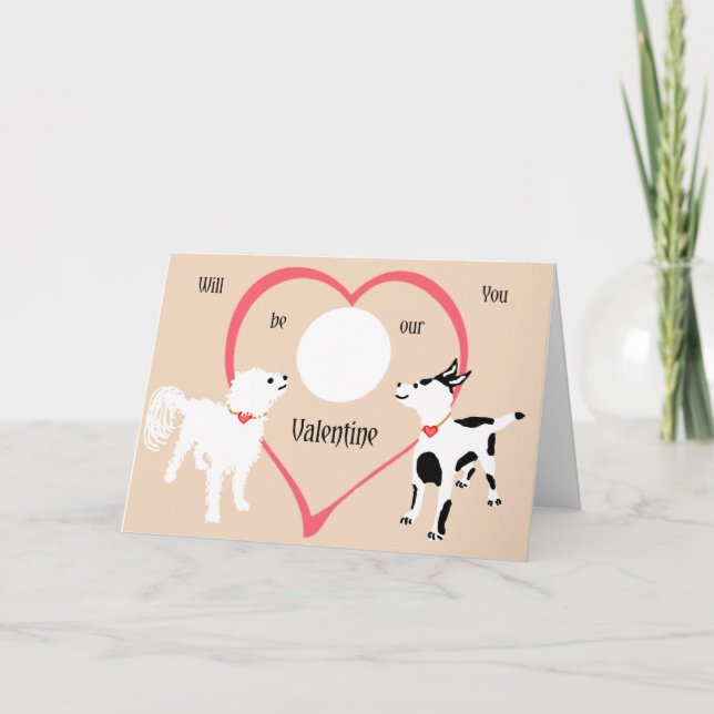 Cartão De Festividades Placa de namorados de Dois Cachorros, adicione sua (Frente)