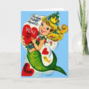 Cartão De Festividades Placa de Namorados de Mermaid Cuja Vintage Retro C