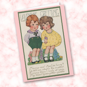 Cartão De Festividades Placa de Namorados de Vintage em Cute