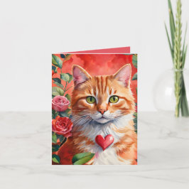 Cartão De Festividades Placa de Namorados Laranja Tabby Cat Meow-Velous