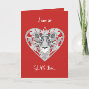 Cartão De Festividades Placa de Namorados Love Lioness Locket (vermelha)