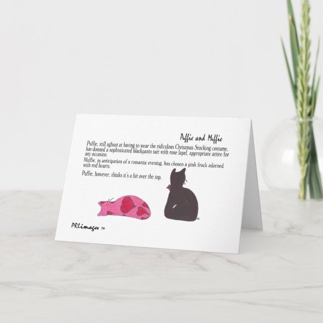 Cartão De Festividades Placa de Namorados Puffie e Muffie (Frente)