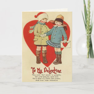 Cartão De Festividades Placa de Namorados Vintage para Crianças