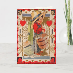 Cartão De Festividades Placa de Namorados Vintage para Crianças