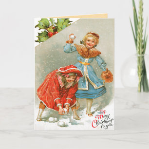 Cartão De Festividades Placa de natais vintages