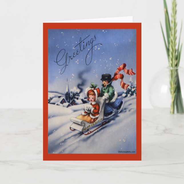 Cartão De Festividades Placa de natais vintages (Frente)