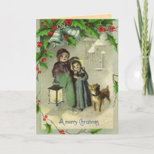 Cartão De Festividades Placa de natais vintages