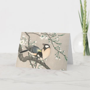 Cartão De Festividades Placa de natais vintages Aves numa sucursal