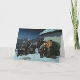 Cartão De Festividades Placa de natais vintages Carol de Natal na Rússi