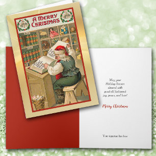 Cartão De Festividades Placa de Natais vintages da Lista de papais noeis