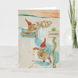 Cartão De Festividades Placa de natais vintages | Elf de Natal