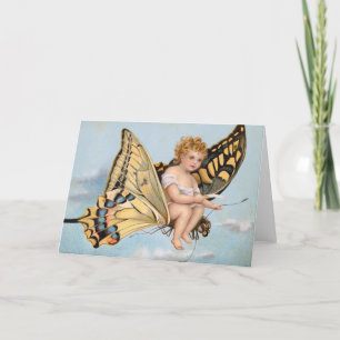 Cartão De Festividades Placa de natais vintages Feliz ano novo Anjo