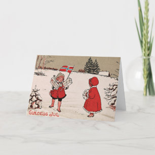 Cartão De Festividades Placa de natais vintages Glæ delig Jul Noruega