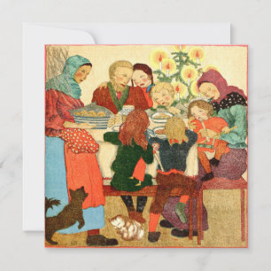 Cartão De Festividades Placa de natais vintages Jantar de Natal