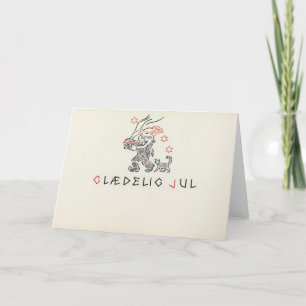Cartão De Festividades Placa de natais vintages Noruega Glæ delig Jul