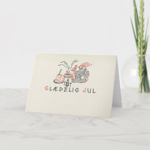 Cartão De Festividades Placa de natais vintages Noruega Glæ delig Jul