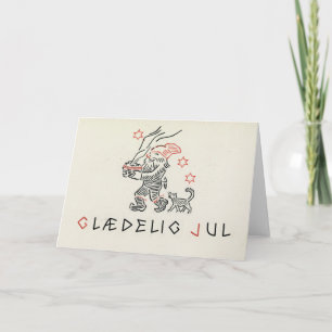 Cartão De Festividades Placa de natais vintages Noruega Glæ delig Jul G