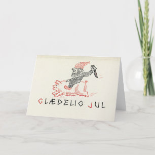 Cartão De Festividades Placa de natais vintages Noruega Glæ delig Jul G
