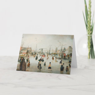 Cartão De Festividades Placa de natais vintages Patinação no gelo no la