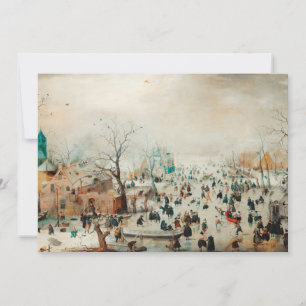 Cartão De Festividades Placa de natais vintages Patinação no gelo no la