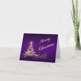 Cartão De Festividades Placa de Natal Corporativa de Árvore Dourada e Rox