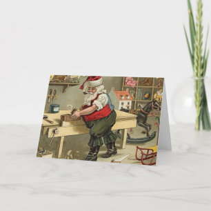 Cartão De Festividades Placa de Natal do workshop santas