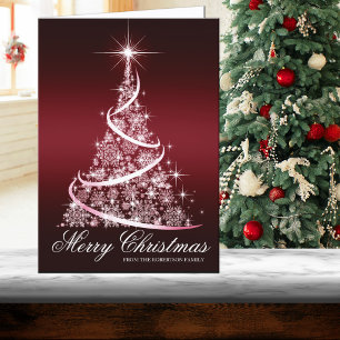 Cartão De Festividades Placa de Natal Elegante de Árvore Sparkle